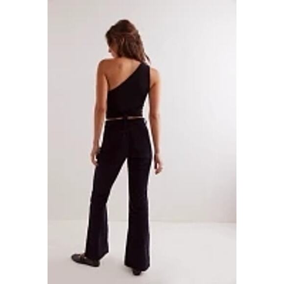 NWT FREE PEOPLE CRVY Karma Cord Flare Jeans WTF $128 SMALL Jet Black - Picture 2 of 4